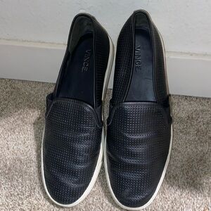 Vince Blair Women’s Black Leather Slip On Loafers